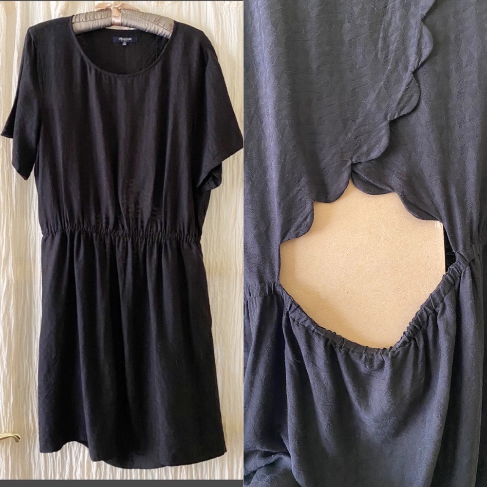 Madewell Silk Dress-Open Back Detail-Black-Size XL